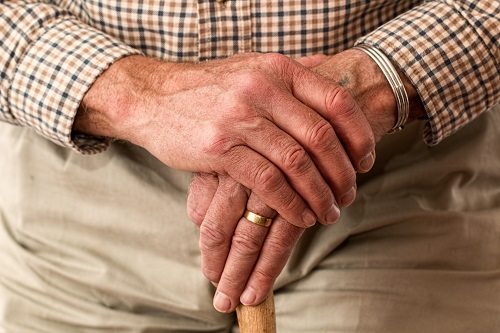a  close up of an elderly person's hands